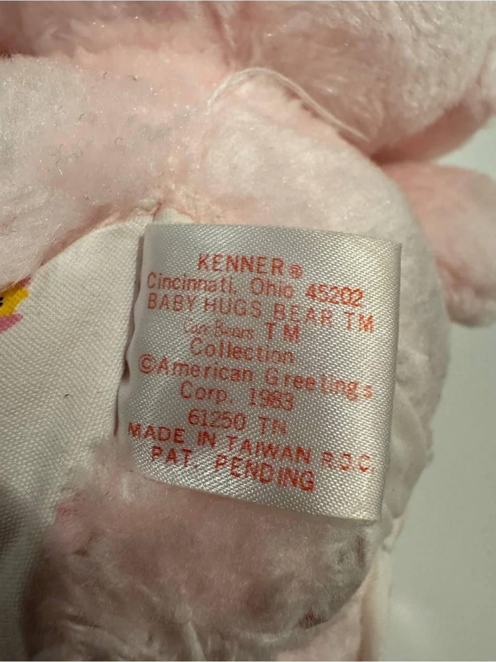 Vintage Care Bears Baby Hugs Pastel Stuffed Plush Care Bear Kenner 1983